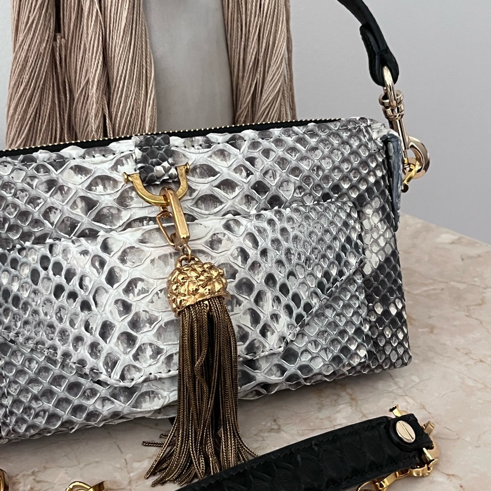 Authentic Python Black And Gray Handbag - image 2